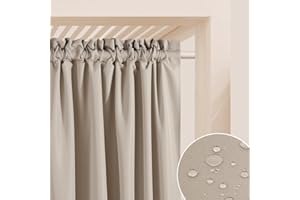 ‎ROOM99 ROOM99 Outdoorvorhäng mit Kräuselband Garden Line 155 x 250 cm Breite x Höhe Outdoor Vorhang wetterfest Wasserdicht Sichtschutz Sonnenschutz Gardinen Garten Winddicht Beige, 1 Stück