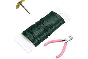 Vaktop Floral Arrangement Kit - 2PCS Florist Wire with Cutter, Green Stem Wire for Christmas Wreaths, Garlands & Flower Arranging
