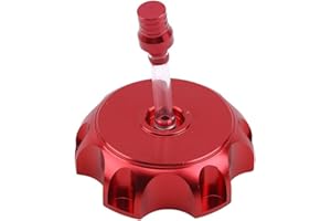 BOGORO Tankdeckel, 48.5mm Rot Benzintankkappe, CNC Tankdeckel Benzin mit entlüftungsschlauch, Universal Motorrad Tankdeckel mit Entlüftungsventil Entlüftungsschlauch für Dirt Pit Bike ATV Kunststoff