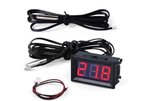 FBBULES Digital Termometer med Vattentät Sond 12V Elektronisk Termometer för Akvarium Kylskåp Temperatursensor, med Kabel 1m+