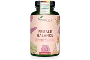 Vegavero FEMALE BALANCE | 180 capsule | per Squilibrio Ormonale con Agnocasto, Maca, Magnesio, Acido Folico, Vitamine e Minerali | Amenorrea e PMS | Vegan e Senza Additivi