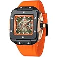 AIMES Watch for Men Tonneau Waterproof Quartz Luxury Chronograph Date Multifunctional Japanese Analog Men's Wrist Watches Unique Cool Silver Square Big Face Dial Wristwatches Elegant Gifts for Men