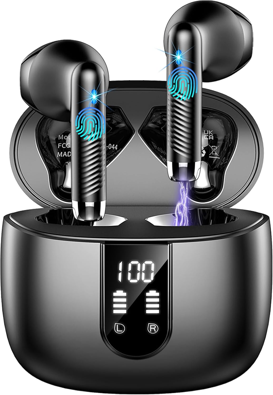Wireless Earbuds, Bluetooth 5.4 Headphones in Ear NEW Wireless Earphones with 4 ENC Mic, Mini Ear buds with HiFi Stereo Deep Bass, 56H Playtime Dual LED Display, Bluetooth Earbud IP7 Waterproof USB-C