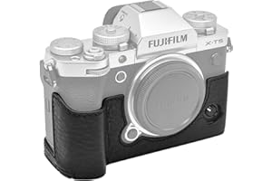 MUZIRI KINOKOO Dolna obudowa z prawdziwej skóry kompatybilna z Fuji XT5/X-T5 aparat półprorekcyjny futerał, Czarny, Etui na aparat
