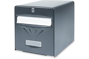 BURG-WÄCHTER Boîte aux Lettres Agréée La Poste, 1 Porte, 515 ANT BALnéaire, Anthracite, en Acier Galvanisé, Avec Porte à Ouverture Totale et Stop-Courrier (Porte bloquée à 120°)