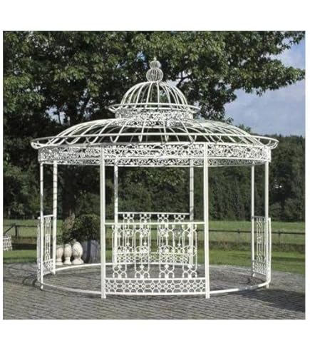 Kios - Gazebo De Jardin En Fer 3x4 Mt Avec Rideaux Latéraux écru