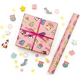 70x100 cm &Ccedil;ocuklara &Ouml;zel Premium Hediye Paketleme Kağıdı 2'li Set | Eğlenceli Tema, Kalın, Kolay Sarılır, &Ouml;zel Kutuda Rulo G&ouml;