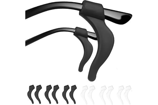 DIAONIAN 12 Pièces Lunettes Porte-lunettes Anti-dérapant, Crochets D'oreille Lunettes en Silicone Crochets Anti-dérapant, Embouts De Branches Antidérapants, Pour Lunettes De Soleil, Noir+Blanc