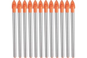 HPMAISON 10 Piezas Broca de vidrio y azulejo, Juego de 6mm Brocas de Carburo de Tungsteno Taladro de Perforación para Azulejos, Cerámica, Vidrio y Espejos