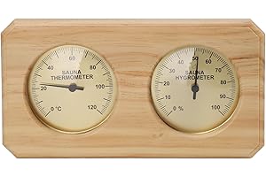 JEFFERGARDEN Thermomètre et Hygromètre de Sauna en Bois à Haute Température, Jauge d'humidité et de Température 2 en 1