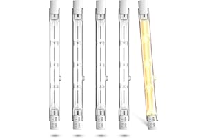 Lamptobe Lampadina Alogena R7S 118mm 120W 230V, 118mm Lampadina Alogena R7S Dimmerabile J118 Lineare Alogena Luce Bianca Calda 2800K per Lampade da Terra e Illuminazione Paesaggistica, 5 Pezzi