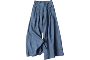 QWUVEDS Women Palazzo Pants Summer Linen Casual High Waist Wide Leg Flowy Culotte Pants Drawstring Yoga Jogging Bottoms Sweatpants Women Thicker