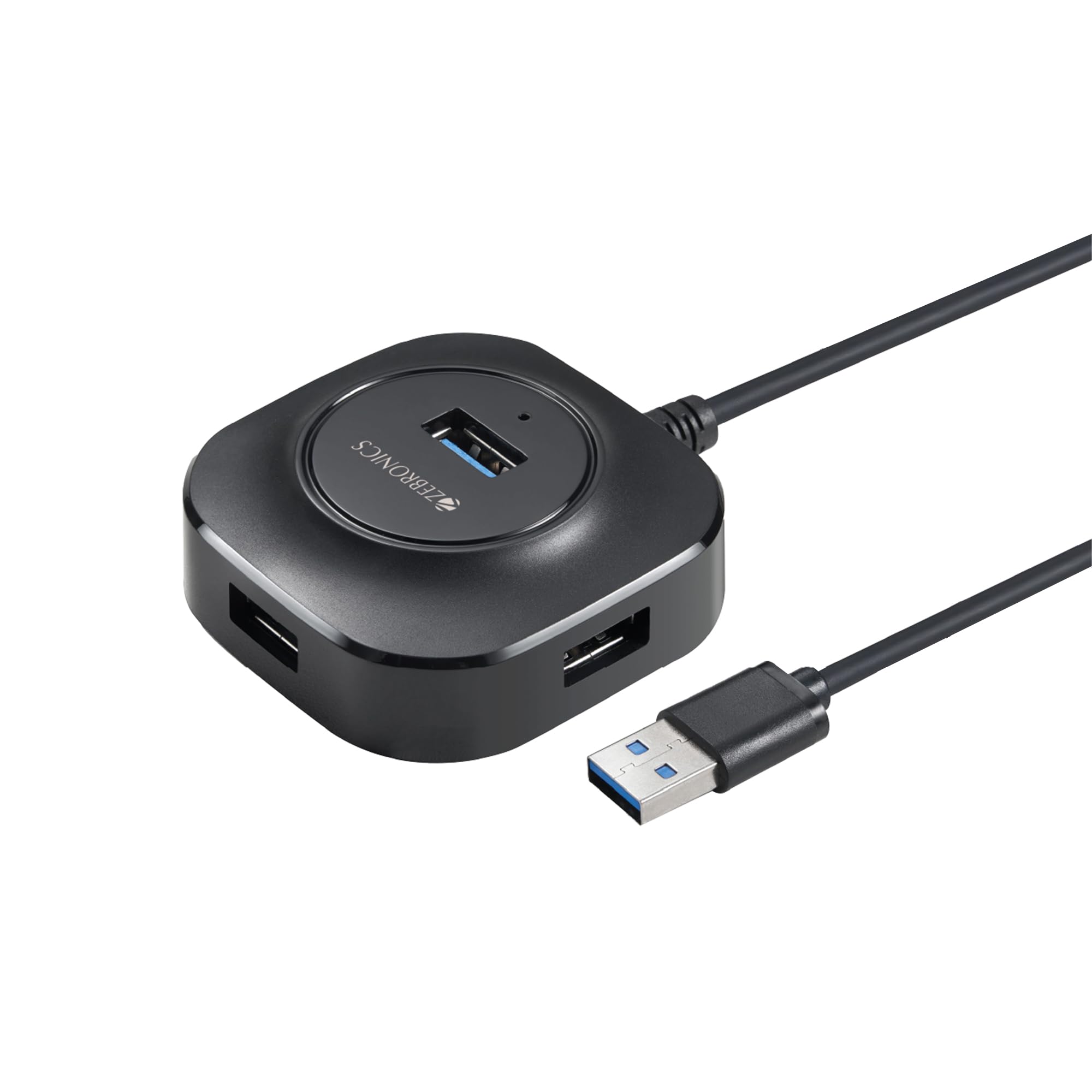 ZEBRONICS 400HB USB HUB, 4 Ports, USB 3.0, Transfer Speeds Upto 5 Gbps, Compact Design, LED Indicator, Multi OS Compatible, Micro USB (for Additional Power), Plug and Play