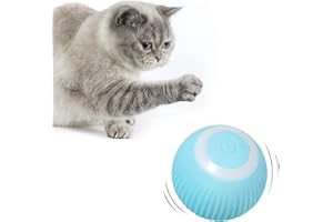 ESTVIIG Katzenspielzeug Elektrisch Katzenball mit LED-Licht,360 Grad Rollbal Interaktives Katzenspielzeug USB Wiederaufladbarer Elektrische Katzenbälle für Katzen