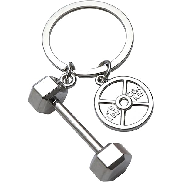 Portachiavi Sportivo Con Pesi - Regalo Per Amici, Papà, Fidanzato, Appassionati Di Fitness, Ciondolo Uomo In Acciaio Inox, Design Manubrio
