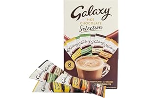 GENERIC Galaxy Hot Chocolate Selection Box, Mixed Flavours Including Caramel, Chocolate, Mint and Orange, 8 Sachets x 25g, Winter Gift Pack - Christmas, Easter, Gift, Easter, Valentines, Mothersday