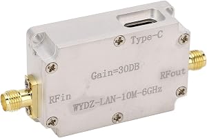 Yunseity RF WideBand-förstärkare 10M-6GHz Lågbrusmodul, 30dB High Gain LNA med SMA-honkontakt för Signalmottagningssystem och Fjärrkontrollmottagare