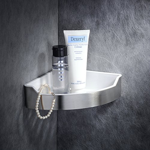 Beelee Eckablage Premium Edelstahl rostfrei+ABS, 22 x 6.5 cm, Gebürstetes Nickel