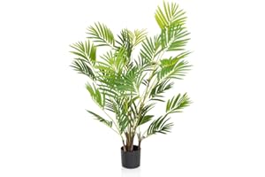 hjh OFFICE Planta artificial ARECA I Altura 120 cm Palmera frutal verde Deco Oro de fácil cuidado, 871010