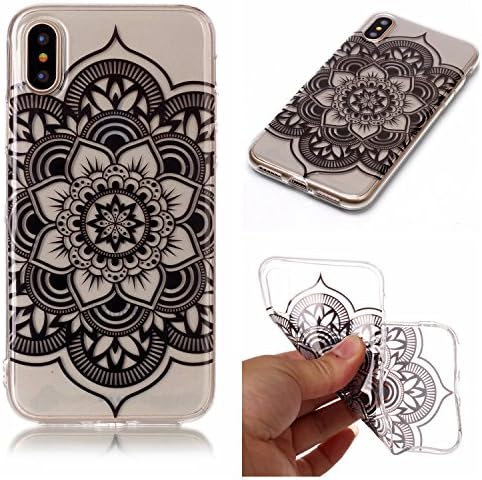 iPhone X Gel Case, iPhone 10 Clear Case, Edaroo Slim Thin fits Transparent Clear Soft Silicone Rubber Gel Rubber Protective Backcase Cover Bumper Shell Case for Apple iPhone X / iPhone 10 (5,8 zoll) - Black Manadala