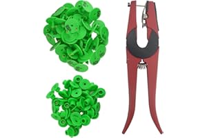 WMYCONGCONG Set di 100 targhette identificative per animali di forma rotonda, numerate da 1 a 100, con 1 pinza, applicatore per capre, pecore, maiali, cani, colore verde