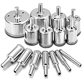 Punte Trapano Vetro, (15 pezzi di Punte di Trapano) Rivestito Diamante Core Hole Saw Strumenti per Piastrelle Marmo Vetro Tra
