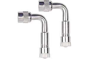 YIKAOMAI® Ventilverlängerung Kupferventiladapter Winkelventilverlängerung Autoventil Reifenventilverlängerung Winkelventil für Auto Motorrad Fahrrad Scooter (Silber 90°-Winkel)