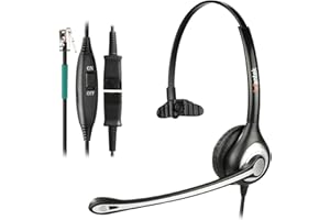 Wantek Casque Téléphone Fixe Filaire Dual avec Micro Anti-Bruit et Quick Disconnect, Oreillette de Centre d'appel pour Avaya Aastra Alcatel Lucent Gigaset Compatible avec Mitel Plantronics,monaural