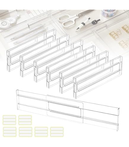 DAKLUNAR Lot De 12 Separateur Tiroirs Separateur Tiroirs Réglables Séparateur De Tiroir Extensibles De 32.2 à 56 Cm Organisateur Tiroir Pour Ustensiles Cuisine Vanité Maquillage