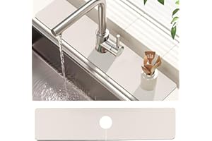 Wonninek Diatomeen Saugfähige Matten für Wasserhähne, 61 x 14cm Kieselgur Wasserhahn Spritzschutz Matte Wasserhahn-Trockenunterlage Heim Badezimmer Werkzeuge, Wasserhahn Badezimmer Küche(Cremeweiß)