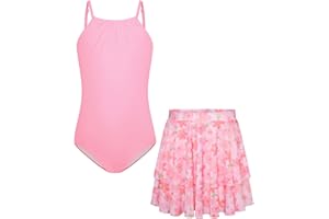 GRACE KARIN Girls Swimming Costume Kids Summer One Piece Swimsuit Bathing Suit Swimwear with Mesh Skirt 5-14 Y