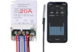 ANVEK Termostato Regolatore di Temperatura con Sonda,Termoregolatore Raffreddamento Riscaldamento Raffreddamento per Serra Incubatrice,wifiTermostato,misurazione della potenza,compatibile con Alexa