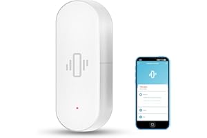 SENCKIT Sensor de vibración Inteligente: Detector de Rotura de Cristal inalámbrico, Alarma de Puerta WiFi con alertas de aplicación, sensibilidad Ajustable, Sensor de Seguridad de Rotura de Vidrio para