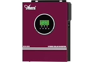 Anern Inverter ibrido da 2000W 12V DC a 220 V/230 V AC con regolatore solare 80A, ingresso PV max.400V, Inverter Fotovoltaico funzionamento con batterie al piombo da 12 V e al litio