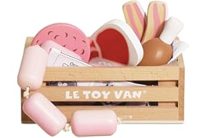 Le Toy Van - TV189 - Lernspiel für Kinder AB 2 Jahren, Fleisch- und Wurstbox aus Holz, Montessori-Spielzeug, ökologisches Spiel aus FSC-Holz und Farben Auf Wasserbasis