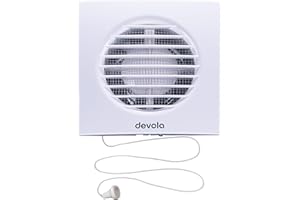Devola 100mm Axial Extractor Fan with Pull Cord, 4 Inch Bathroom Fan, Kitchen Fan, Made in Britain (Pull Cord) - DVF100P