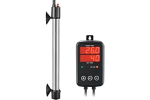 Weipro Sommergibile Riscaldatore Acquario in Titanio 500W con Termostato Esterno a Display Digitale a LED, Regolabile da 0℃-40℃, Adatto per Acquari da 250l ~ 350l, MX-9016(500W)