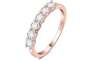 JewelryPalace Anello Half Eternity Donna Argento con Cubica Zirconia, Anelli Donna 925 con 6 Pietre a Taglio Rotondo, Fede Nuziale in Tre Ori Anello Eternity Matrimonio Argento Set Gioielli Donna