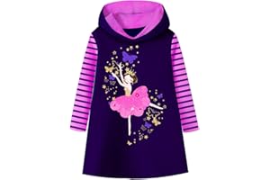 VIKITA Sudaderas para niños Sudaderas con Bordado de Flores Vestido a Rayas Algodón Niña 2-8 años