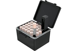 JJC 28 slot AA Batteria Organizer Custodia con Tester Batteria, Scatola Organizzatrice di Batterie Resistente All'acqua con Tester per Batterie Staccabile