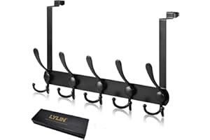 Appendiabiti da Porta, LYLIN Attaccapanni da Porta in Acciaio Inox per il Lato Posteriore, Gancio Porta per Camera da Letto (15 Ganci, Nero)