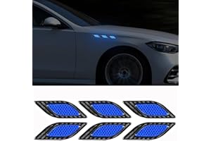MINSEZHI 6 pièces Autocollants réfléchissants pour ailes voiture,Autocollant d'avertissement réfléchissant,bande réfléchissante anti-collision,Autocollants réfléchissants côté voiture.(Bleu)