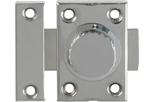 Felix Bañuls Amig - Pasador de Sobreponer para Puertas Mod.385 | Pestillo de Seguridad Horizontal Pequeño | De Acero con Acabado Cromado Brillo | Medidas: 35 x 50 mm | Incluye Tirafondos