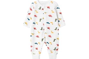 NAME IT Baby - Jungen Nbmnightsuit Zip Bright White Dino Noos