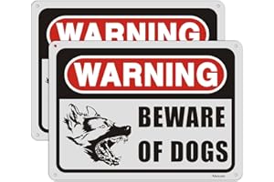 AFUVEN Beware of The Dogs Signs 25x18cm Dog Metal Yard Signs For Gate Reflective Aluminum UV Protected Waterproof Durable Easy to Install Indoor & Outdoor Use 2 pack