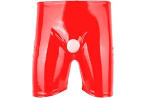 CEWIFO Mens Faux Leather Boxer Shorts Wet Look Solid Color Leather Shorts Sexy Soft Leather Mens Sexy Lingerie UK Plus Size Mens Lingerie UK