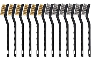 FOGAWA 12 Stück Drahtbürste Set, Mini Drahtbürste aus Messing Edelstahl Metall Bürste für 3D Drucker Düse Reinigung Drahtbürste mit Kunststoffgriffe zur Reinigung von Schweißschlacken Schmutz Rost