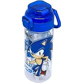 Wiggle 500ml Sonic Temalı Desenli Yumuşak Silikon Pipetli Kulplu Kilitlenebilir Su Matarası