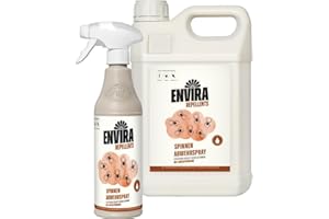 Envira Spinnen Abwehrspray 500 ml + 5 Liter - Spray mit Langzeitwirkung gegen Spinnen, Winkelspinnen, Kreuzspinnen, Weberknecht - Mittel gegen Spinnen in der Wohnung - Effektive Spinnenabwehr