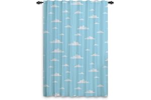 ‎GGAIMWF ggaimwf Fenstervorhang Blaue weiße Wolke Massiv Bleistiftfaltenvorhang mit Kräuselband Wohnzimmer Kinderzimmer Vorhänge Terrassentür Flur Küche Stangentasche 117x175cm 1 Stück